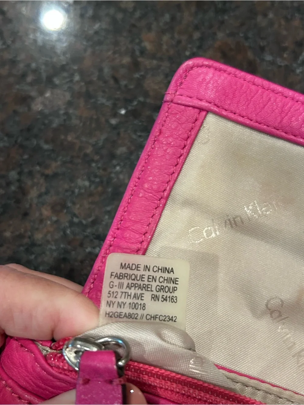 Calvin Klein Hot Pink Leather Crossbody with Silver Chain